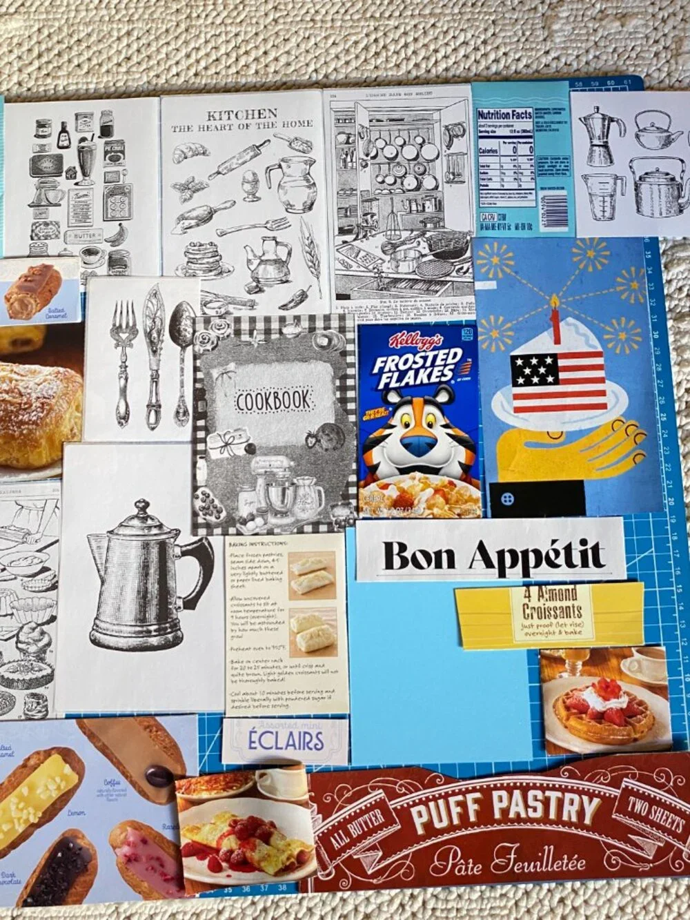 Foodie Junk Journal Kit – Curated Ephemera Pack - Blue